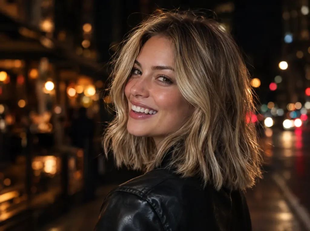 Soft blonde lob with lived-in color by J. Joseph Salon